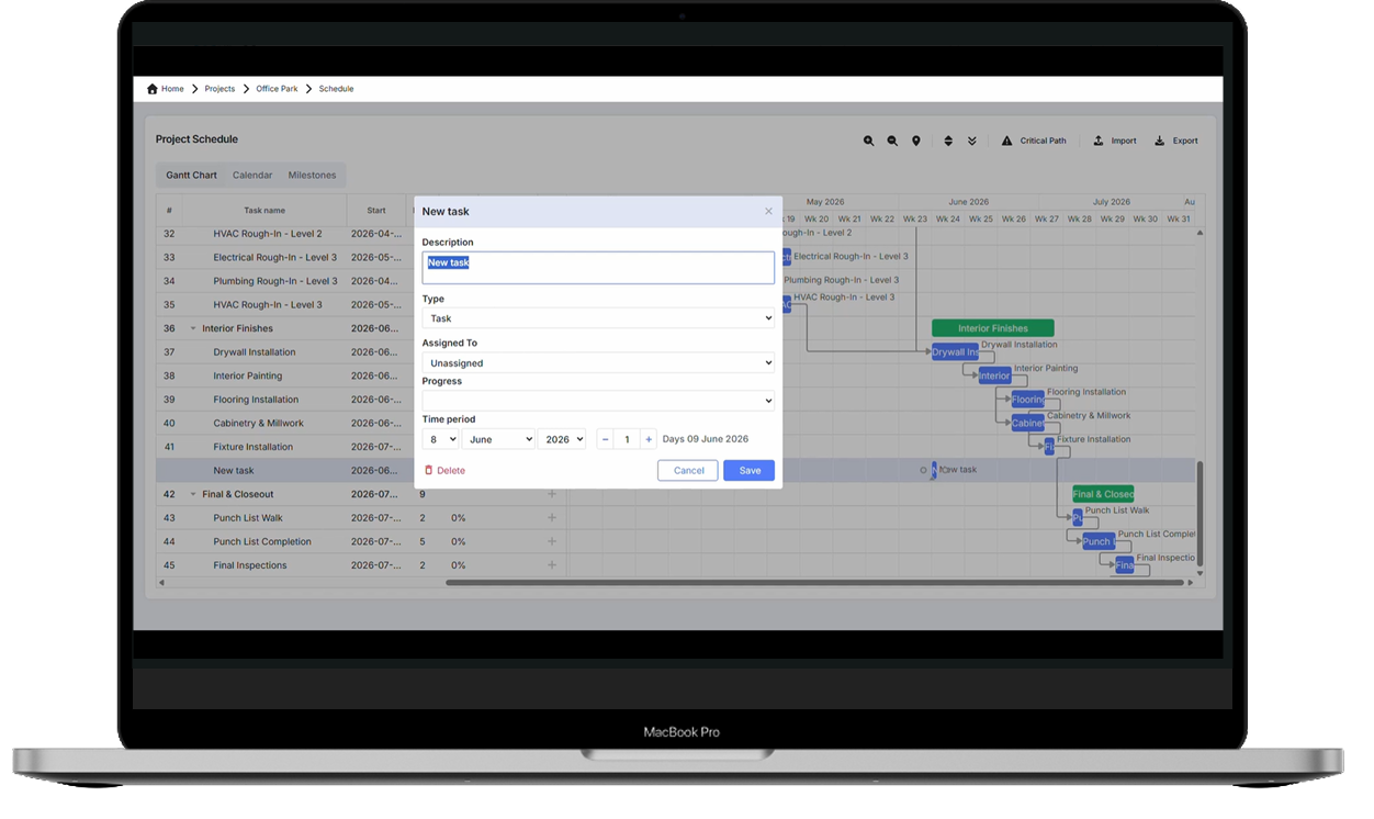 Schedule - Tasks