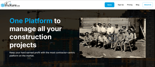 StruXure.co Platform page with the heading 